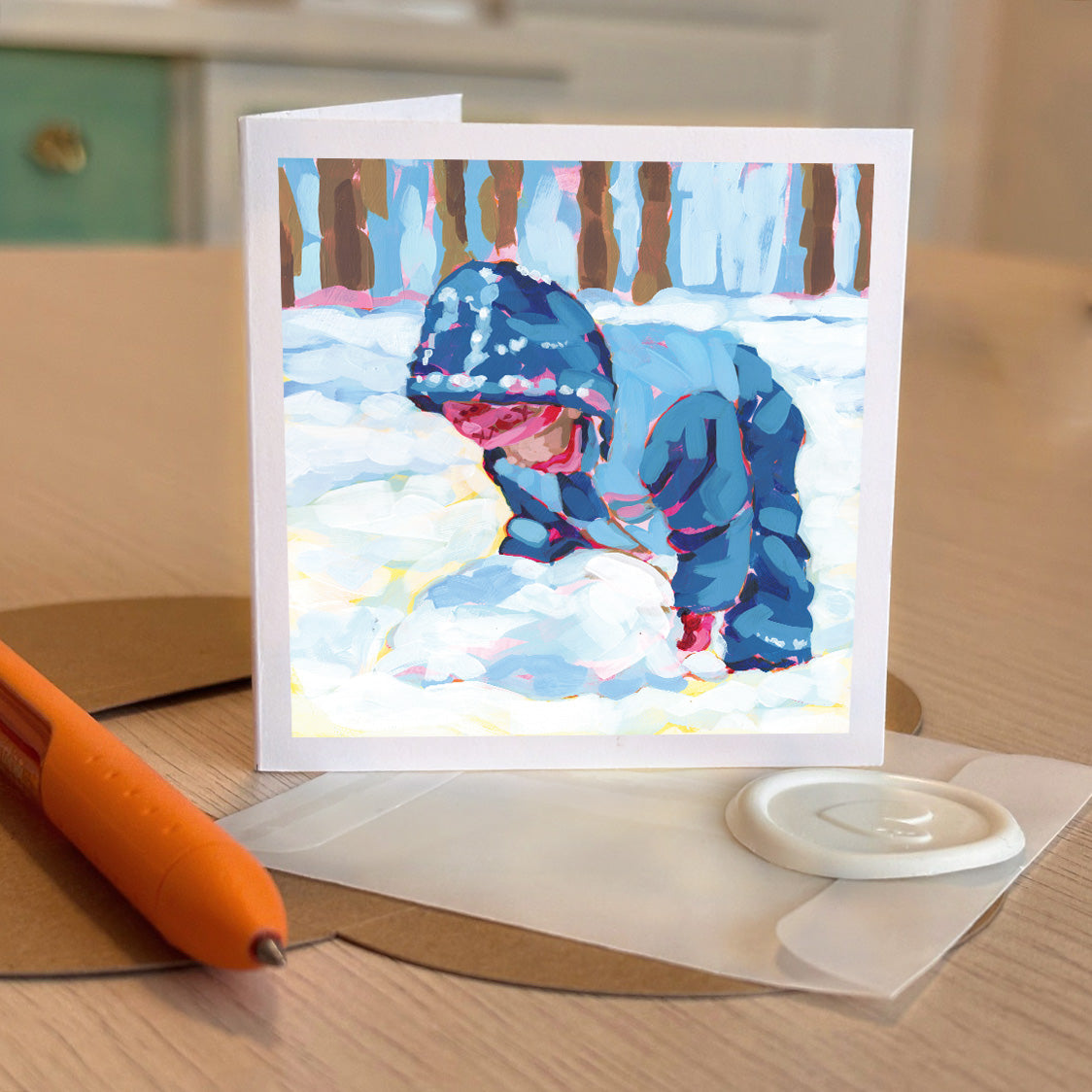 Child in Snow Tiny Greeting Card