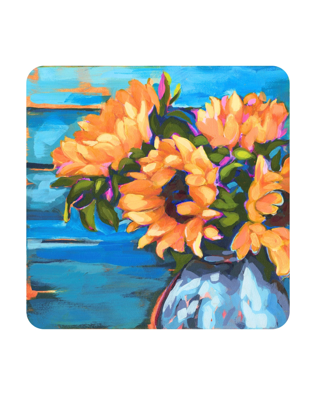 Sunflowers in Blue, Tiny Greeting Card