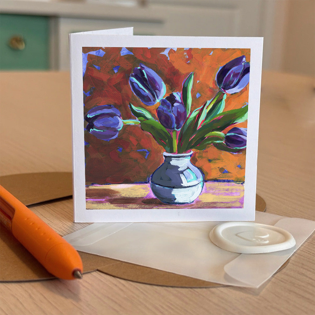 Purple Tulips, Tiny Greeting Cards