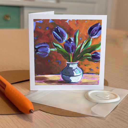 Purple Tulips, Tiny Greeting Cards
