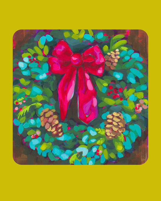 Holiday Wreath, Tiny Greeting Card Pack