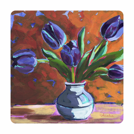 Purple Tulips, Tiny Greeting Cards